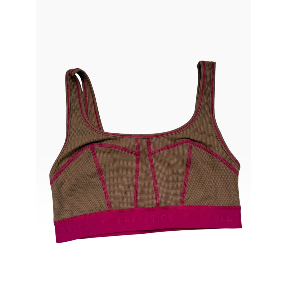 Fabletics Waffle Bra Teddy Fuchsia Brown Pink Sports Bra Small NEW